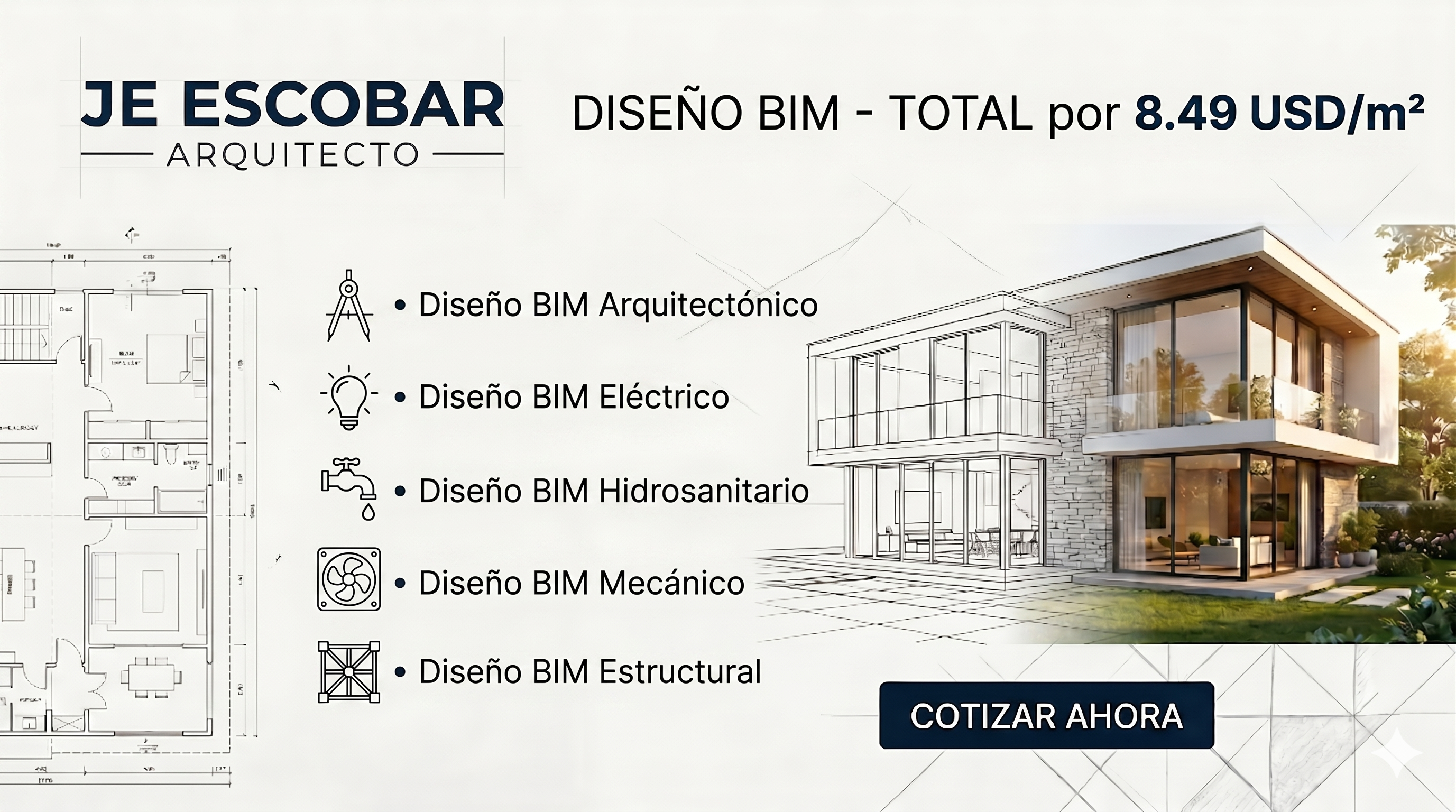 Precios de diseño arquitectónico por especialidad en Quito y Guaranda — JE Escobar Arquitecto